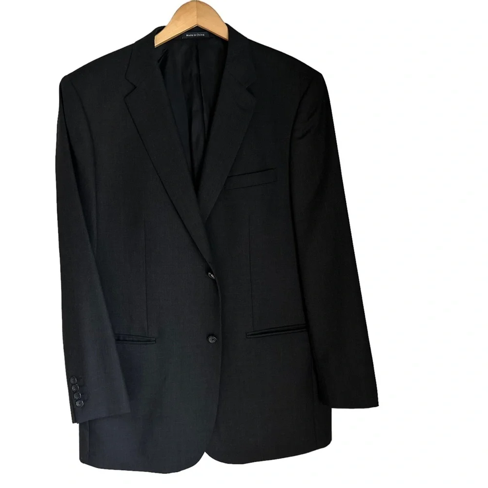 Pronto Uomo Mens Platinum Travel Two Button Performance Wool Blazer Jacket 44L‎